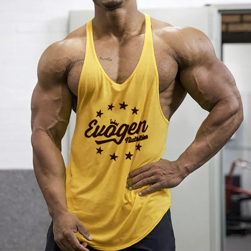 Men's Muscle Fitness Vest Breathable Quick-Dry Gym Workout Tank Top for Summer Running Bodybuilding Trendy Casual Sportswear