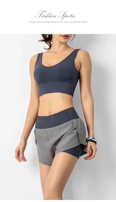 Sport Shorts Women Sportswear Double-deck Running Shorts Yoga Bottoms Summer Gym Fitness Training Jogging Short Pants