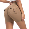 Womens Workout Shorts with Pockets Scrunch Butt Gym Biker Shorts High Waisted Booty Cargo Pants Yoga Running Leggings Activewear