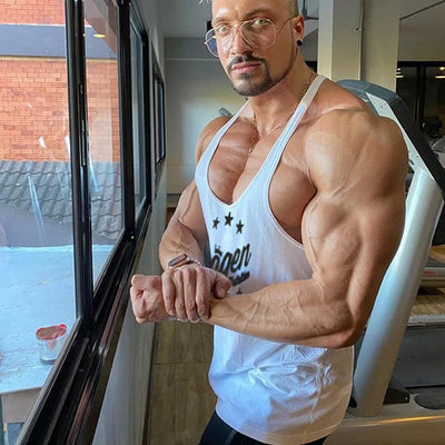 Men's Muscle Fitness Vest Breathable Quick-Dry Gym Workout Tank Top for Summer Running Bodybuilding Trendy Casual Sportswear