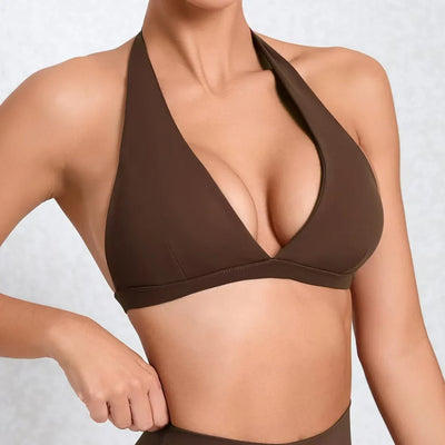 Sexy Sports Bra Women Seamless Halter Neck Strap Bra Open Back Yoga Top Bra Medium Support Gym Crop Top Mujer Underwear Girl