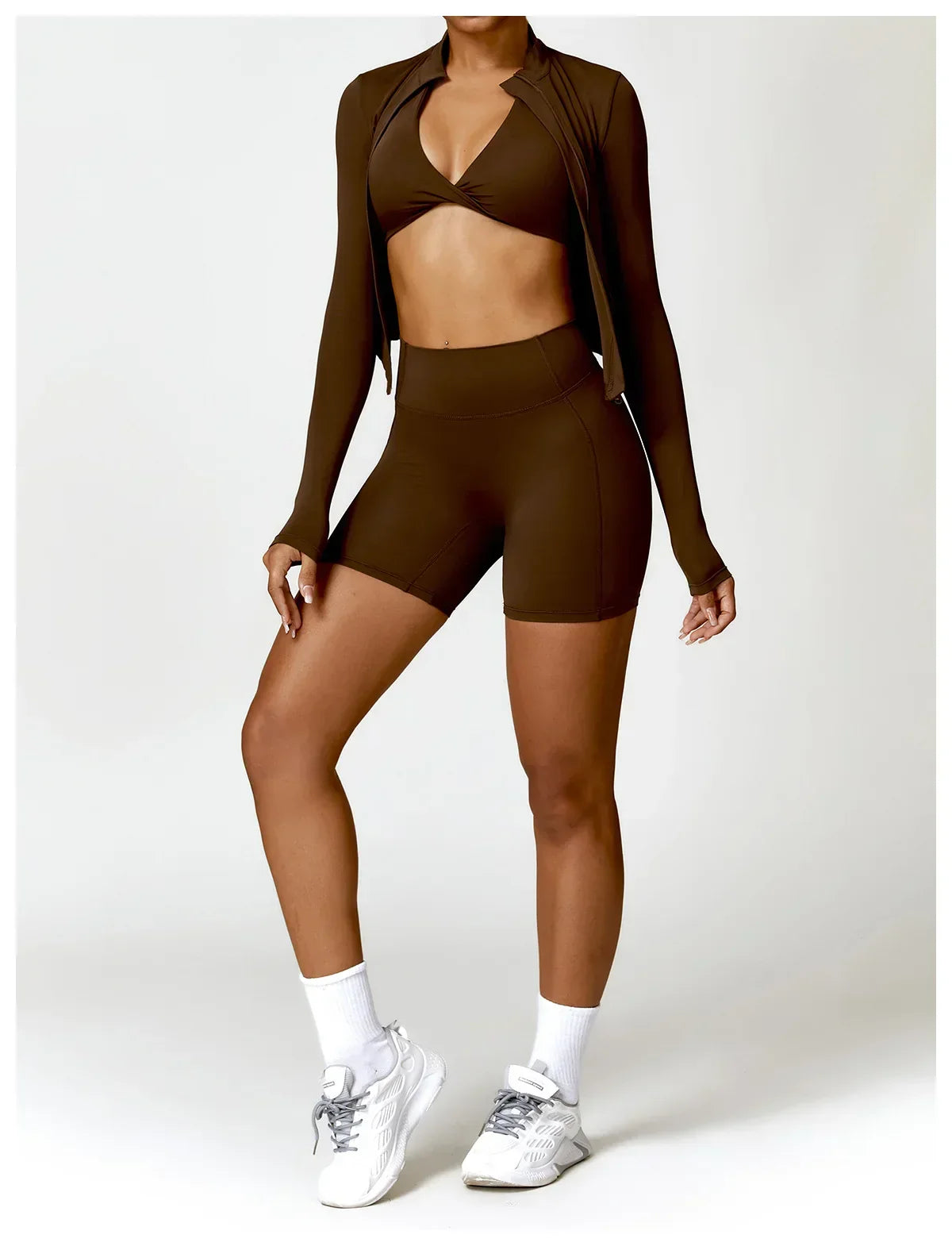 Women's Outdoor Running Fitness Jacket T-shirt Stand Collar Long Sleeve Zipper Yoga Shirts Solid Gym Push Up Workout Tops New