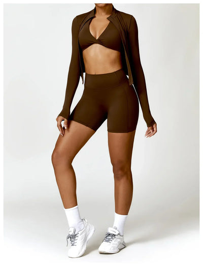 Women's Outdoor Running Fitness Jacket T-shirt Stand Collar Long Sleeve Zipper Yoga Shirts Solid Gym Push Up Workout Tops New