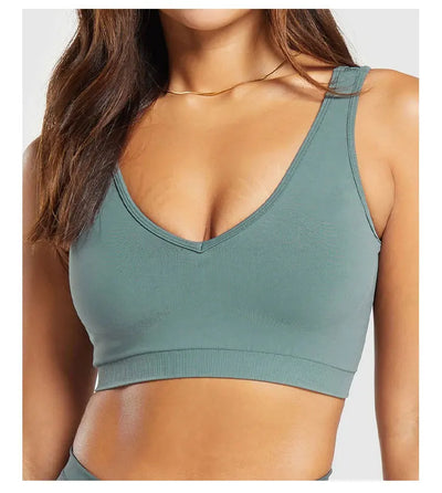Sports Bra  Seamless Halter Neck Strap Bra Open Back Fitness Yoga Top Bras Support Women Workout Gym Crop Top