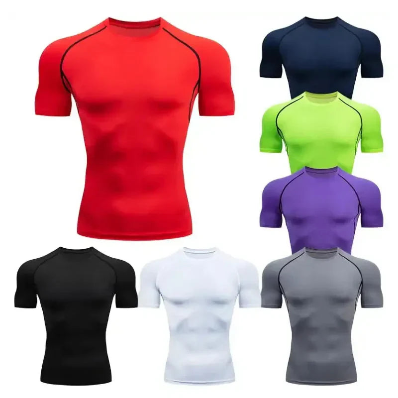 Men's T Shirt Outdoor Training Fitness Gym Jogging Running Sweatshirt Bat/-Man Compression Shirts Tight Elastic Breathable