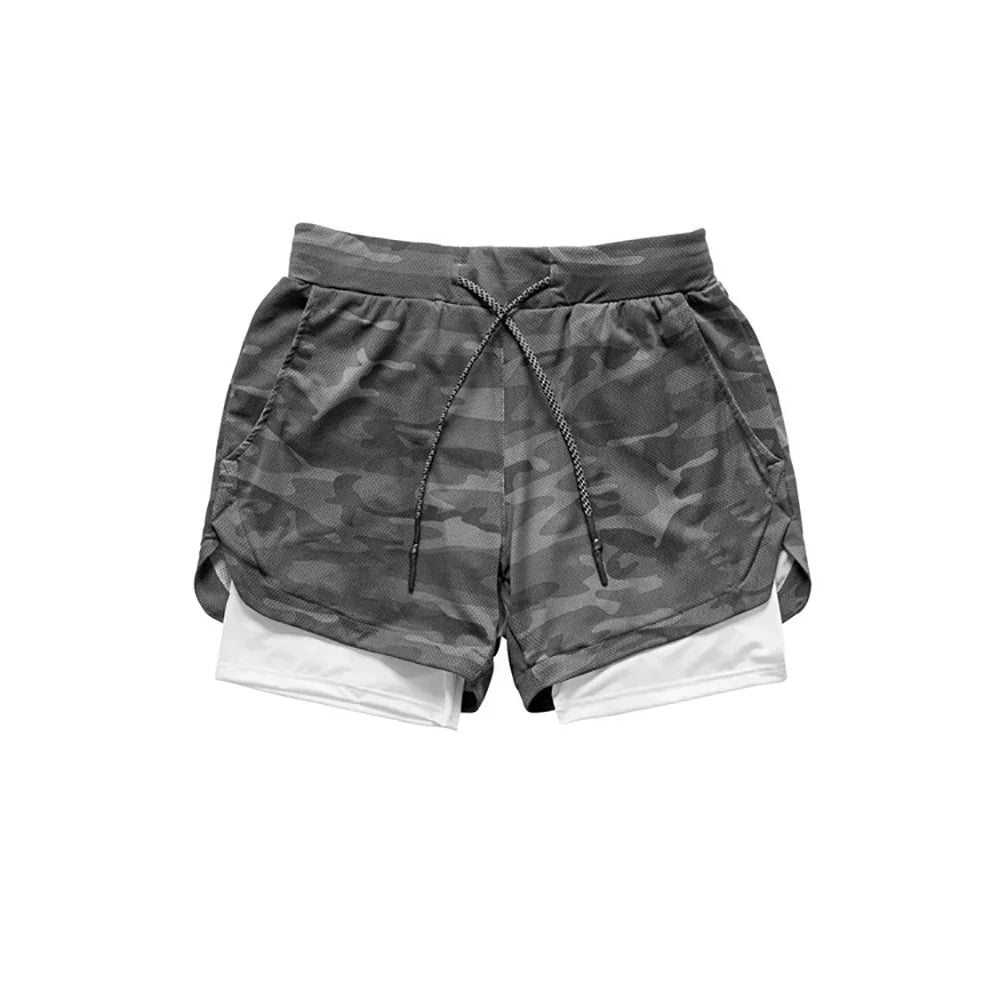 Gym Shorts Men Double-deck Workout Shorts 2 In 1 Quick Dry Workout Training Short Pants Fitness Sport Jogging Pants Running Shor