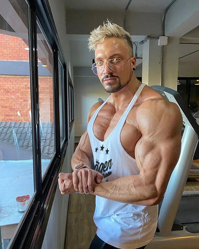 Men's Muscle Fitness Vest Breathable Quick-Dry Gym Workout Tank Top for Summer Running Bodybuilding Trendy Casual Sportswear