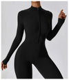 Women's Jumpsuits One-Piece Suit Zipper Long Sleeved Yoga Set Gym Push Up Workout Clothes Fitness Bodysuit Sportswear Tracksuit