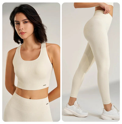 Women's Fitness High Waisted Skinny Sportswear Fitness Pants Bra Tops High Waisted Leggings Athletic Suit 2 Piece Yoga Wear