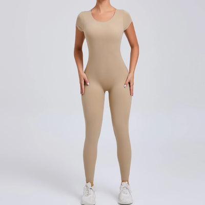 Women's Yoga Jumpsuit Fitness Sport Set Overalls Gym Clothing Wear Pilates Workout Clothes Women Short Sleeves Outfit Activewear