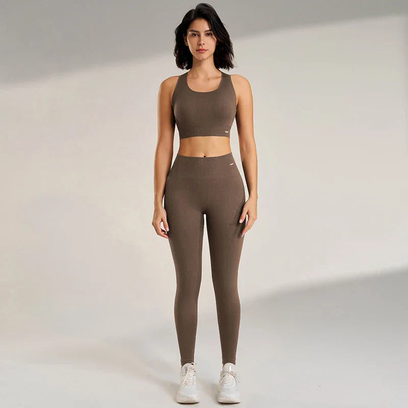 Women's Fitness High Waisted Skinny Sportswear Fitness Pants Bra Tops High Waisted Leggings Athletic Suit 2 Piece Yoga Wear