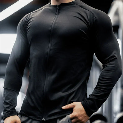 Men's Compression Jacket cardigan zipper Shirts Light Weight Slim Fit Long Sleeve Workout T-Shirts gym elasticity coat men tops