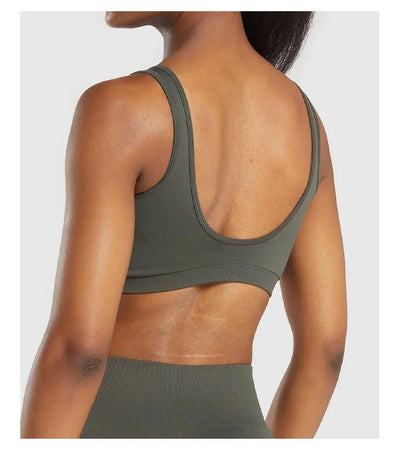 Sports Bra  Seamless Halter Neck Strap Bra Open Back Fitness Yoga Top Bras Support Women Workout Gym Crop Top