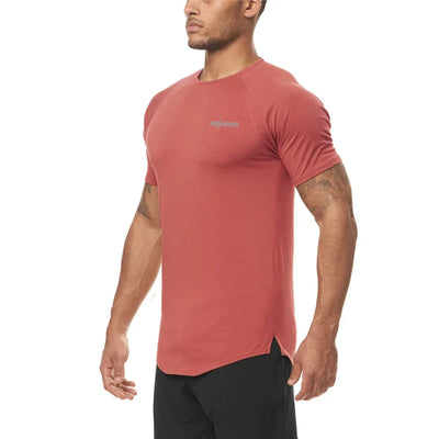 Gym Fitness Bodybuilding Muscle T-shirts Mens Fashion Hip Hop Slim Fit Sport Clothing Summer Quick Dry Breathable Sport Shirts