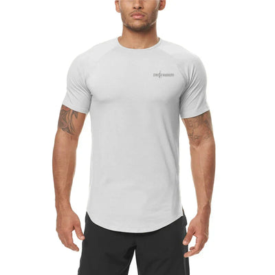 Gym Fitness Bodybuilding Muscle T-shirts Mens Fashion Hip Hop Slim Fit Sport Clothing Summer Quick Dry Breathable Sport Shirts