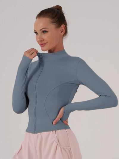 Fitfemme Sports Jacket Women Zip Fitness Yoga Shirt Winter Warm Gym Top Activewear Running Coats Workout Clothes For Cycling
