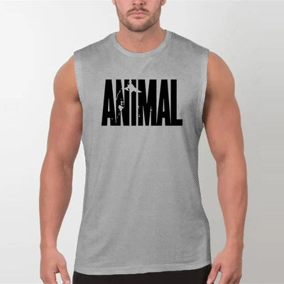 Mens Gym Tank Tops Animal Print Mesh Bodybuilding Clothing Fitness Sleeveless Shirt Quick Dry Basketball Jerseys Sports Vest