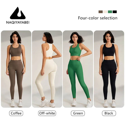 Women's Fitness High Waisted Skinny Sportswear Fitness Pants Bra Tops High Waisted Leggings Athletic Suit 2 Piece Yoga Wear