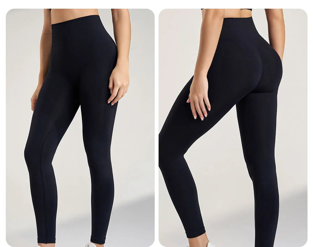 Women's Sports Fitness Leggings Seamless High Waist Stretch Solid Color Yoga Leggings Training Running Gym Quick Dry Breathable