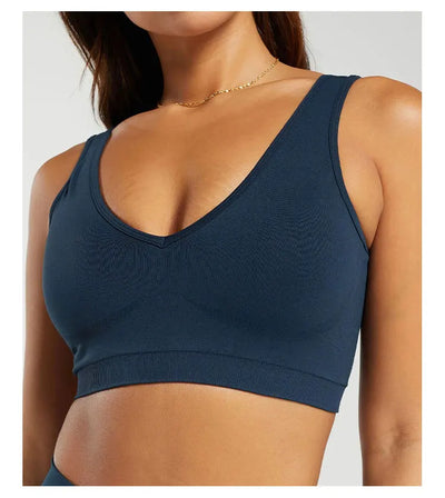 Sports Bra  Seamless Halter Neck Strap Bra Open Back Fitness Yoga Top Bras Support Women Workout Gym Crop Top