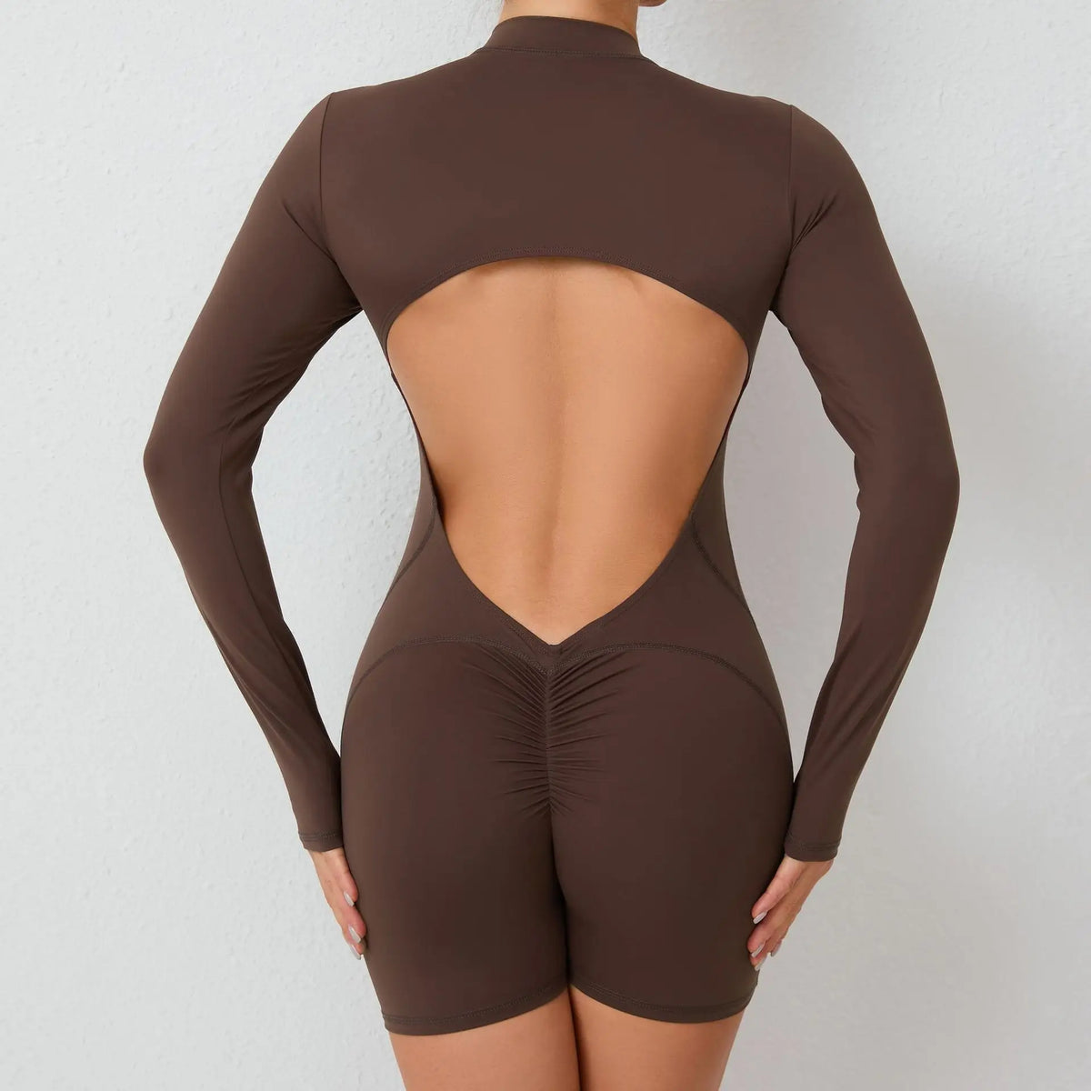 Women Gym Suits Women V Back Scrunch Whole Suit Push Up Sports Suit Women Fitness Suit with Zipper Training Clothes One-Piece