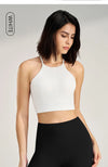 Women's sexy halter top gym high intensity workout yoga clothing gathered shockproof sports underwear yoga undershirt