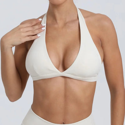 Sexy Sports Bra Women Seamless Halter Neck Strap Bra Open Back Yoga Top Bra Medium Support Gym Crop Top Mujer Underwear Girl