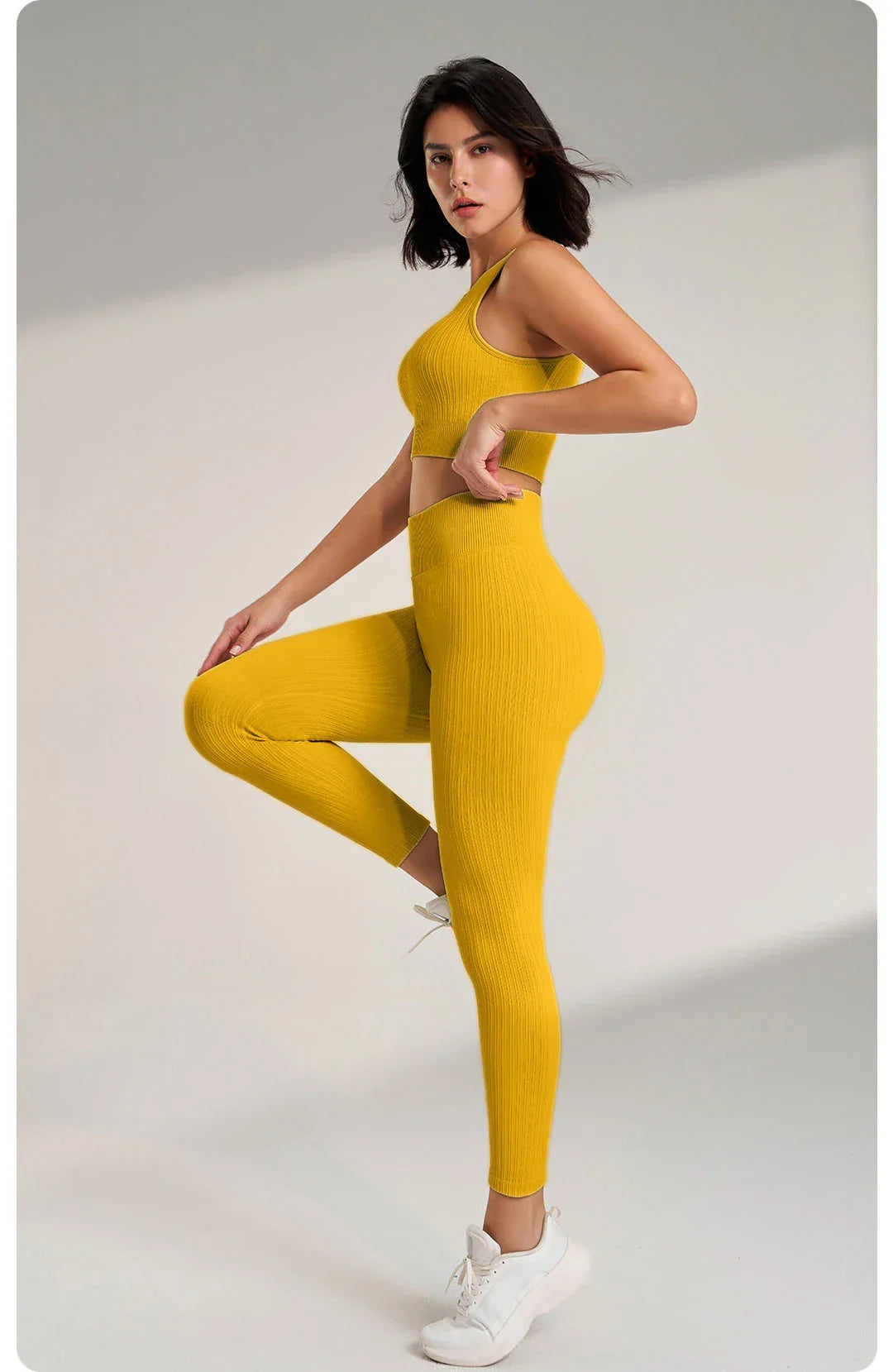 Women's sports fitness suit yoga running shock bra underwear slim leg lift hip tight base nine minutes trousers
