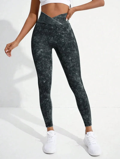Women Gym Crossover Waist Leggings Butt Lifting Fitness Athletic Workout Yoga Pants Outdoor Sports Tights