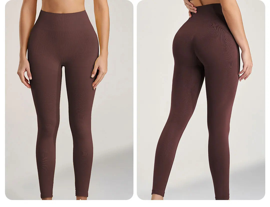 Women's Sports Fitness Leggings Seamless High Waist Stretch Solid Color Yoga Leggings Training Running Gym Quick Dry Breathable