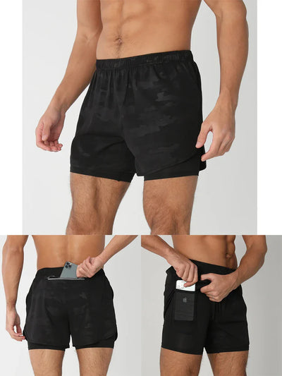 2025New Men Running Shorts Gym Sports Shorts 2 In 1 Quick Dry Workout Training Gym Fitness Jogging Short Pants Summer Men Shorts