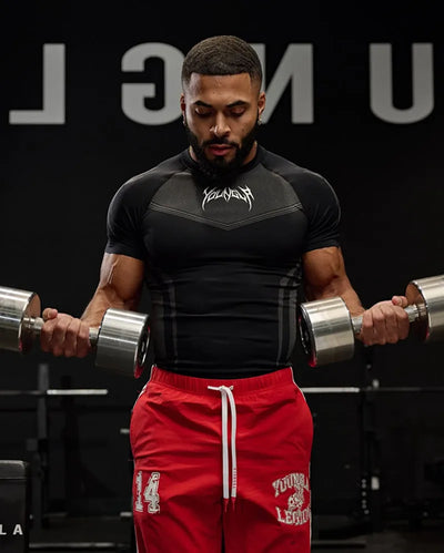 2025 YOUNGAL New Men's Fitness T-shirts clothing  sports Tshirt tights high elastic training short sleeve fitness man clothing