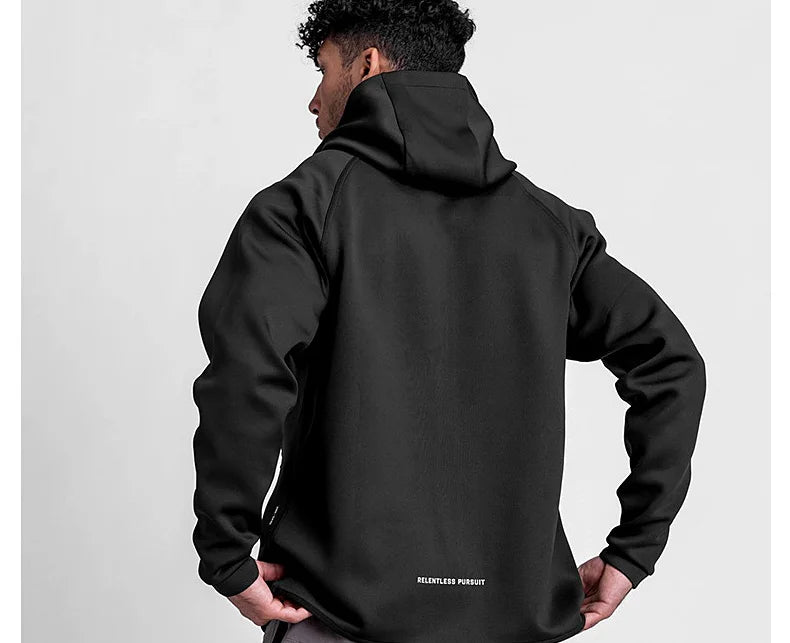 Men's Zipper Hooded Sweatshirt Gym Workout Hoodies Spring and Autumn Loose Fitness Hoodies Sports Casual Zipper Jacket Clothing