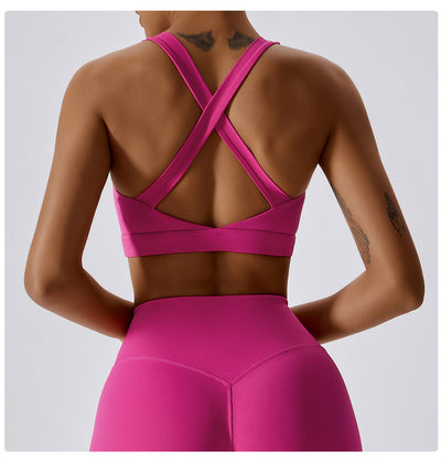Women Cross Strap Sports Bra Top Women Push Up Sport Bra Yoga Gym Crop Top Brassiere Fitness Top Sport Bra Breathable Bras