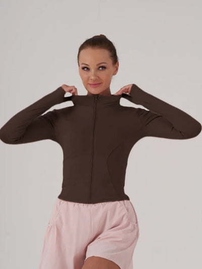 Fitfemme Sports Jacket Women Zip Fitness Yoga Shirt Winter Warm Gym Top Activewear Running Coats Workout Clothes For Cycling