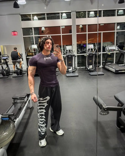 2025 YOUNGAL New Men's Fitness T-shirts clothing  sports Tshirt tights high elastic training short sleeve fitness man clothing