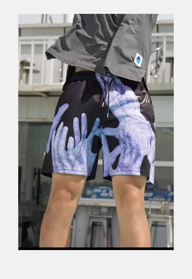 Mens Basketball Shorts Casual Sports Jogging Mesh Short Pants Man Gym Fitness Workout Quick Dry Summer Print Shorts