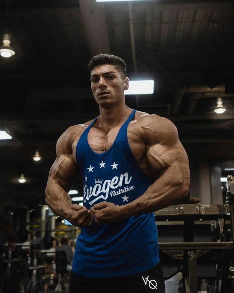 Men's Muscle Fitness Vest Breathable Quick-Dry Gym Workout Tank Top for Summer Running Bodybuilding Trendy Casual Sportswear