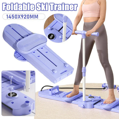 Fitness Ski Machine With Handle & Pull Rope Simulated Ski Trainer Foldable Ski Trainer Pelvic & Hip Strengthener for Home Gym ﻿