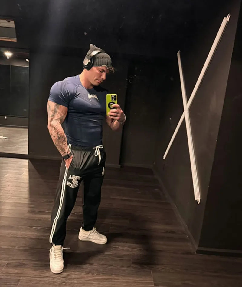 2025 YOUNGAL New Men's Fitness T-shirts clothing  sports Tshirt tights high elastic training short sleeve fitness man clothing