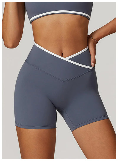 Yoga Shorts Women Fitness Shorts V-shaped Waist Running Cycling Shorts Breathable Sports Leggings High Waist Workout Gym Shorts