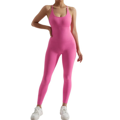 Jumpsuit Women One-piece Outfit  Sleeveless Square Neck  Bodysuit  Casual Streetwear Playsuits Sport Fitness Jumpsuit Women