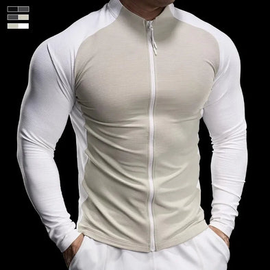 2024 New Men Sportswear Fitness Top Gym Jacket Quick-drying Breathable Slim Long-sleeved T-shirt Running Training Clothes Autumn