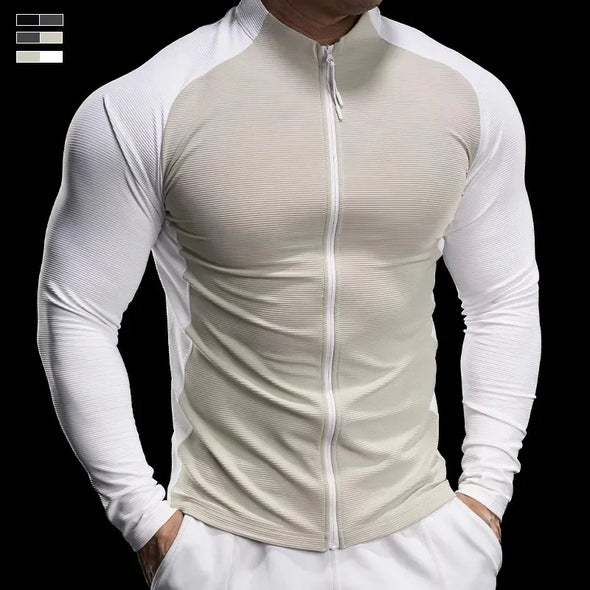 2024 New Men Sportswear Fitness Top Gym Jacket Quick-drying Breathable Slim Long-sleeved T-shirt Running Training Clothes Autumn
