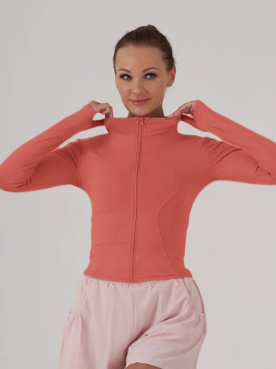 Fitfemme Sports Jacket Women Zip Fitness Yoga Shirt Winter Warm Gym Top Activewear Running Coats Workout Clothes For Cycling