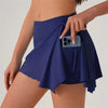 Women Gym Sports Shorts With Skirts Wrap Cover Chinlon Yoga Running Fitness Modern Dance Ballet Two Side Pockets Skorts