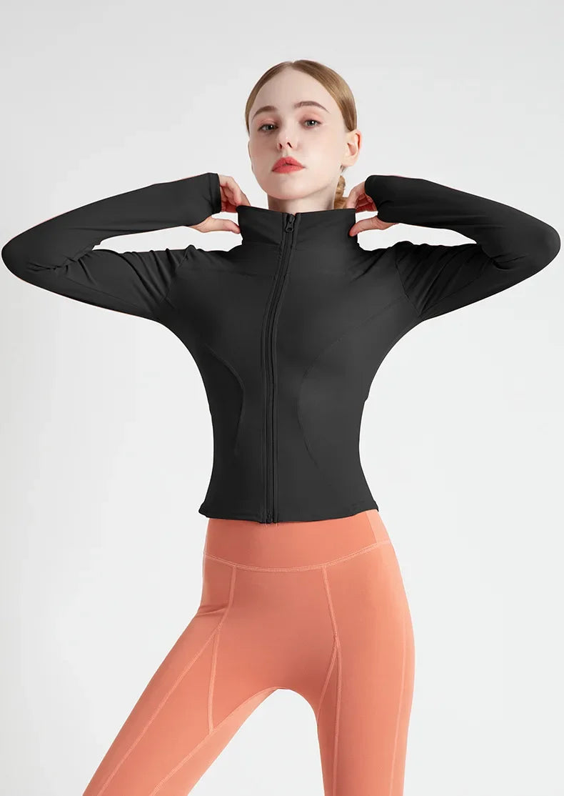 Jackets for Women Fit Coat Women Women Jacket Zippers Casual Wear Long Sleeve Tight Yoga Clothing Slimming Yoga Sports Jacket