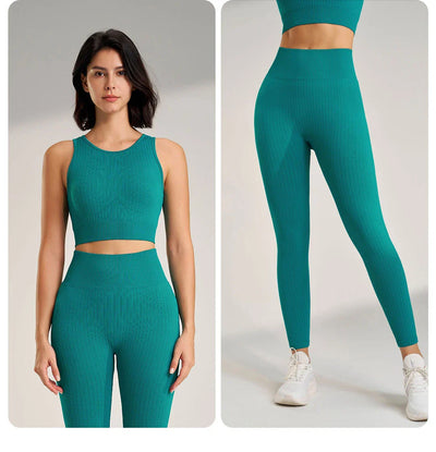 Women's sports fitness suit yoga running shock bra underwear slim leg lift hip tight base nine minutes trousers