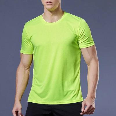 Men Fitness Gym t-Shirt Quick Dry Sport Running Shirts Man Short Sleeve Bodybuilding Top Training Football Jersey Man Sportswear