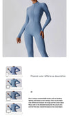 Women's Jumpsuits One-Piece Suit Zipper Long Sleeved Yoga Set Gym Push Up Workout Clothes Fitness Bodysuit Sportswear Tracksuit